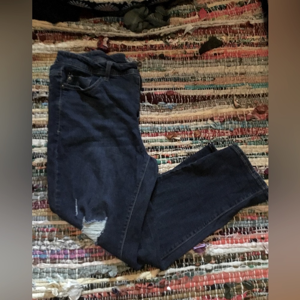 Terra & Sky Distressed Denim Blue Jeans Boyfriend Style Women’s Plus Size 16W